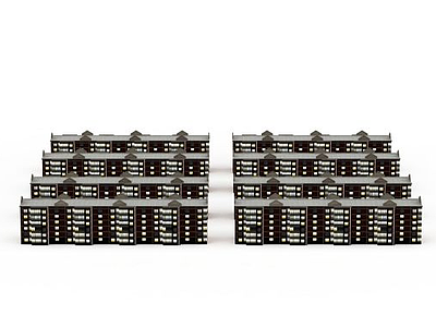 3d居民住宅夜景建筑模型