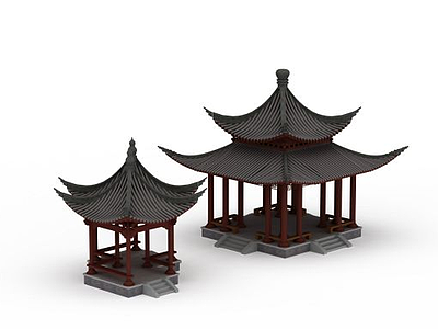 中式园林古亭模型3d模型
