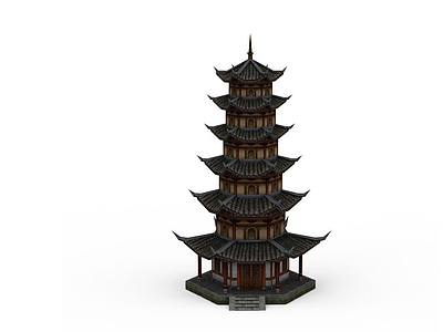 3d古建塔楼模型