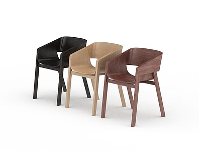 3d现代休闲实木椅子组合模型