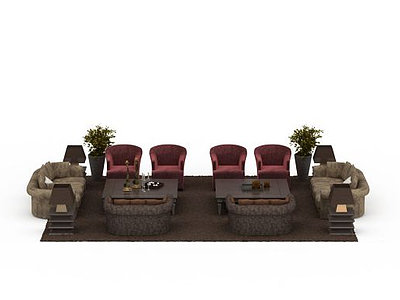 休闲沙发桌椅组合模型3d模型