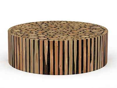 创意木雕圆桌模型3d模型