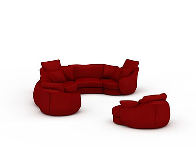 3d红色布艺沙发免费模型