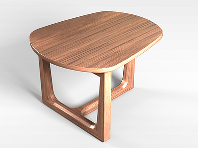 3d现代实木三脚桌模型