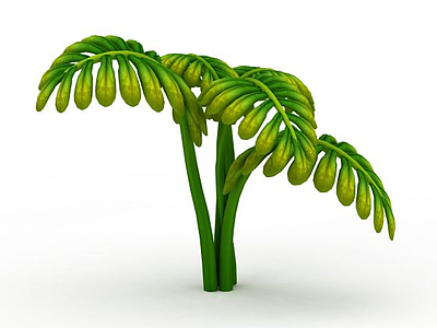3d游戏元素绿叶植物模型