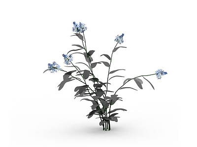 3d蓝色花簇免费模型