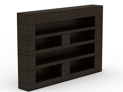 3d现代棕色实木置物架免费模型