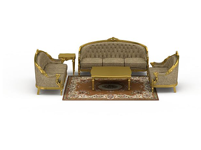 3d欧式风格沙发茶几组合模型