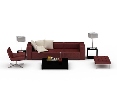 客厅休闲沙发茶几组合模型3d模型