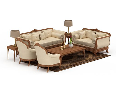 3d客厅沙发茶几组合免费模型