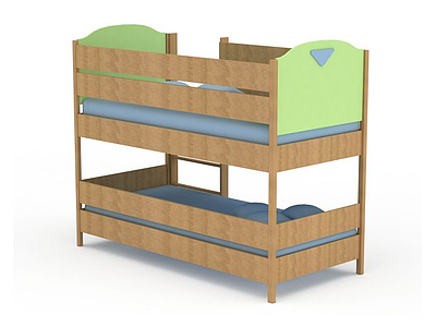实木双层床模型3d模型