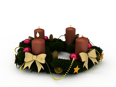 3d圣诞花环蜡烛christmas模型