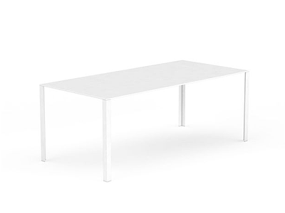 现代白色长方形桌子模型3d模型