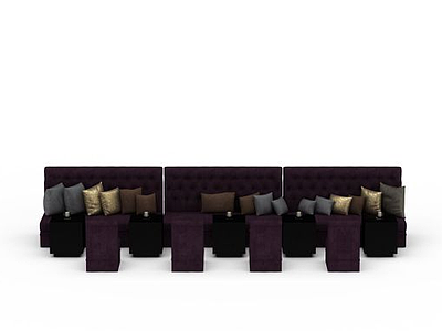 餐厅卡座沙发茶几组合模型3d模型