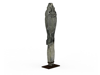 3d古代雕花石头柱子免费模型