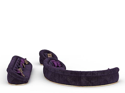 紫色布艺沙发模型3d模型
