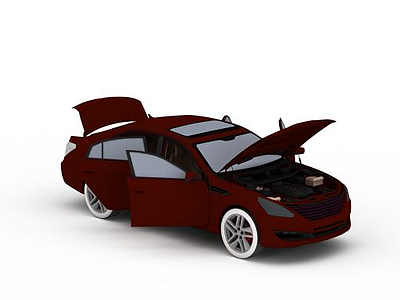 红色轿车模型3d模型