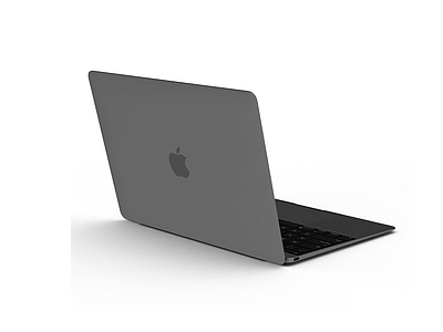 3d黑色苹果笔记本电脑模型