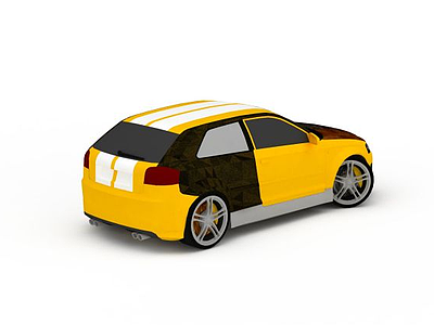 黄色奥迪汽车模型3d模型