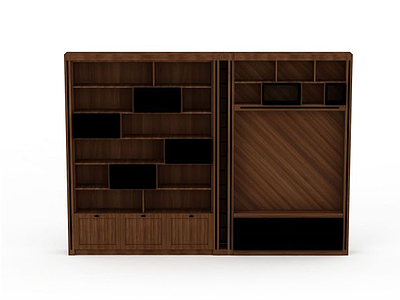 3d实木书柜模型