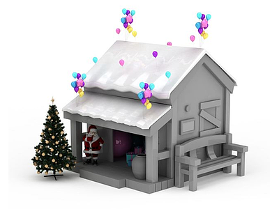 3d圣诞老人小屋模型