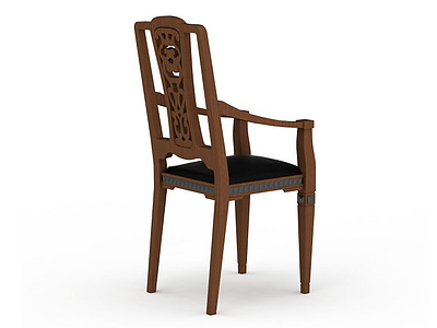 3d实木雕花木椅模型