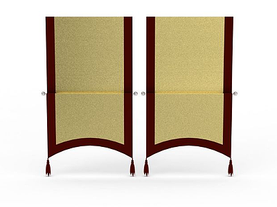 中式复古窗帘模型3d模型