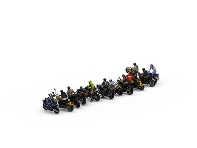 摩托车组模型3d模型
