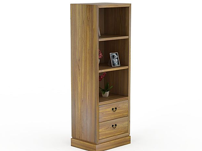 3d现代实木书柜储物柜模型