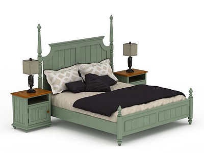 3d现代简约风格双人床免费模型