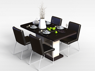 现代简约餐桌椅组合模型3d模型