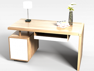 实木电脑桌模型3d模型