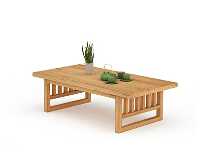 实木桌几模型3d模型