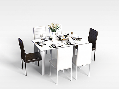 客厅餐桌组合模型3d模型