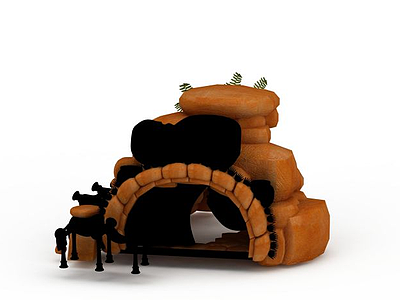 3d游戏石洞小屋模型