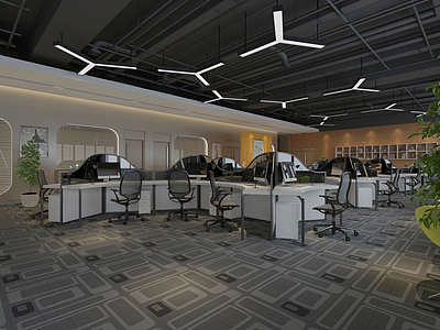 3d现代办公空间模型