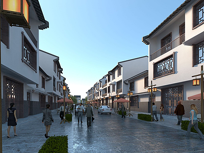 3d中式商业街模型