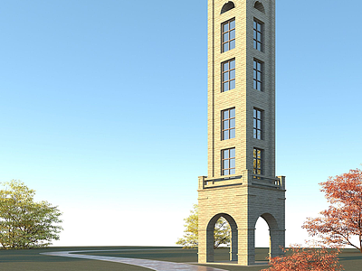 3d欧式钟楼模型