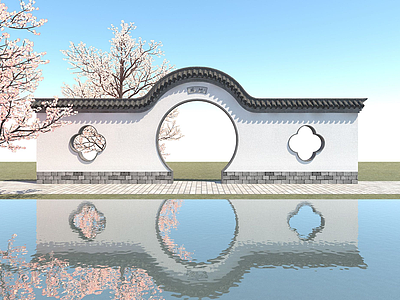 中式拱门模型3d模型