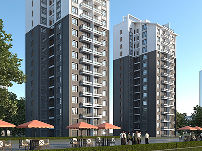 新中式高层住宅模型3d模型