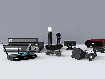 3d现代游戏机VR眼镜音响模型