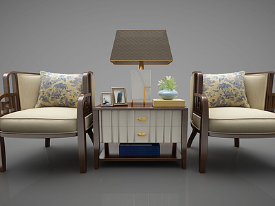 中式休闲沙发模型3d模型