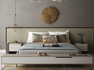 3d现代卧室床模型