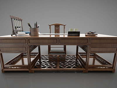 中式书桌模型3d模型