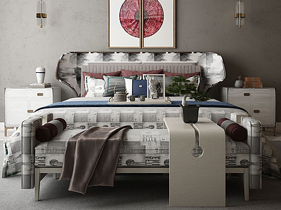 3d卧室床模型