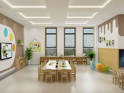 3d幼儿园美术室模型