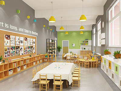 3d幼儿园美术教室模型