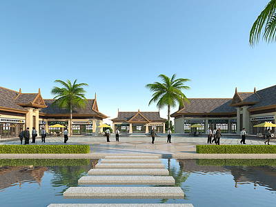 3d东南亚商业街模型