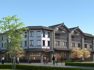 中式商住楼模型3d模型