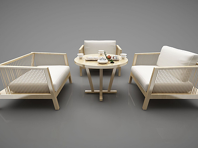 3d中式沙发茶几模型